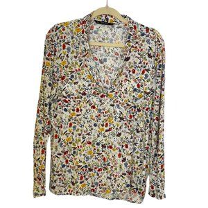 ZARA Basics Button Down Floral Long Sleeve Shirt size L